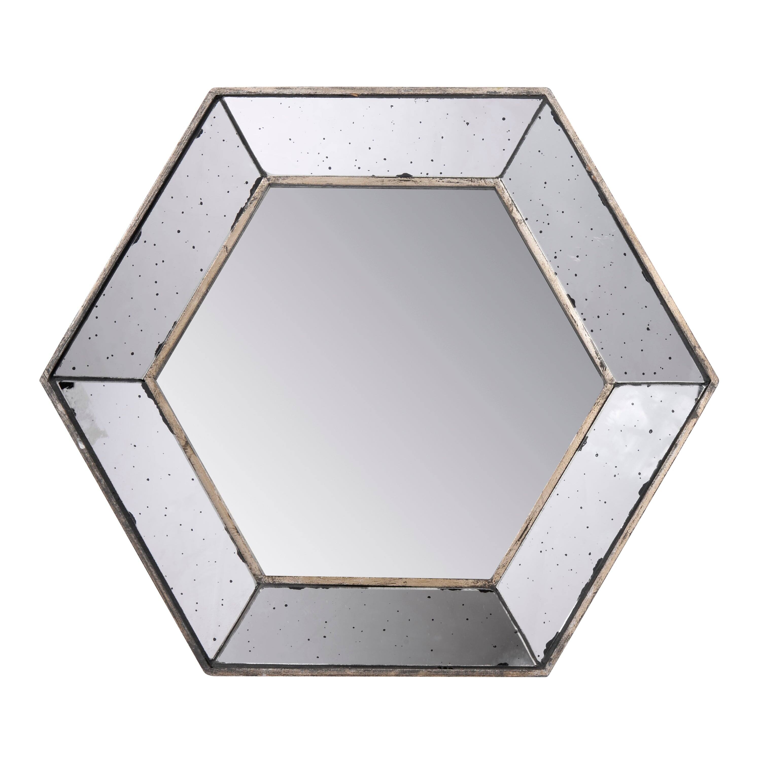 Back. BreeBe - 21x18 Hexagon Wall Mirror Traditional Silver Finish Home Decor Accent Mirror for Living Room Entryway Bedroom - Silver.