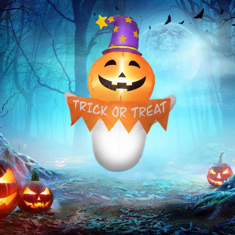 PULUZ 3.4ft Inflatable Halloween Window Sticker Ghost with Face, Blow ...
