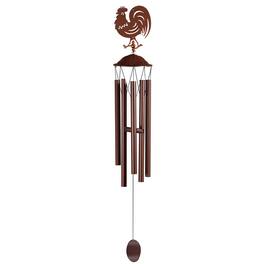 FC Design - 38" Long Metal Brown Rooster Silhouette Wind Chime Outdoor Patio or Garden Hanging Decoration - Multi-Color