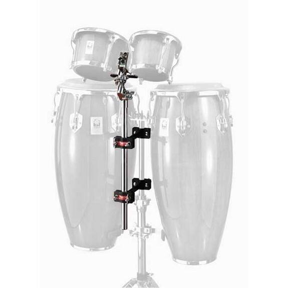 Angle. Gibraltar Hardware - Bongo Double Conga Stand Mount, with Dual Steel Arm Braces & Separator for Secure Positioning.