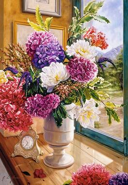 Castorland - 1000 Piece Jigsaw Puzzles, Still Life with Hydrangeas, Flower puzzles, C-104444-2 - Red