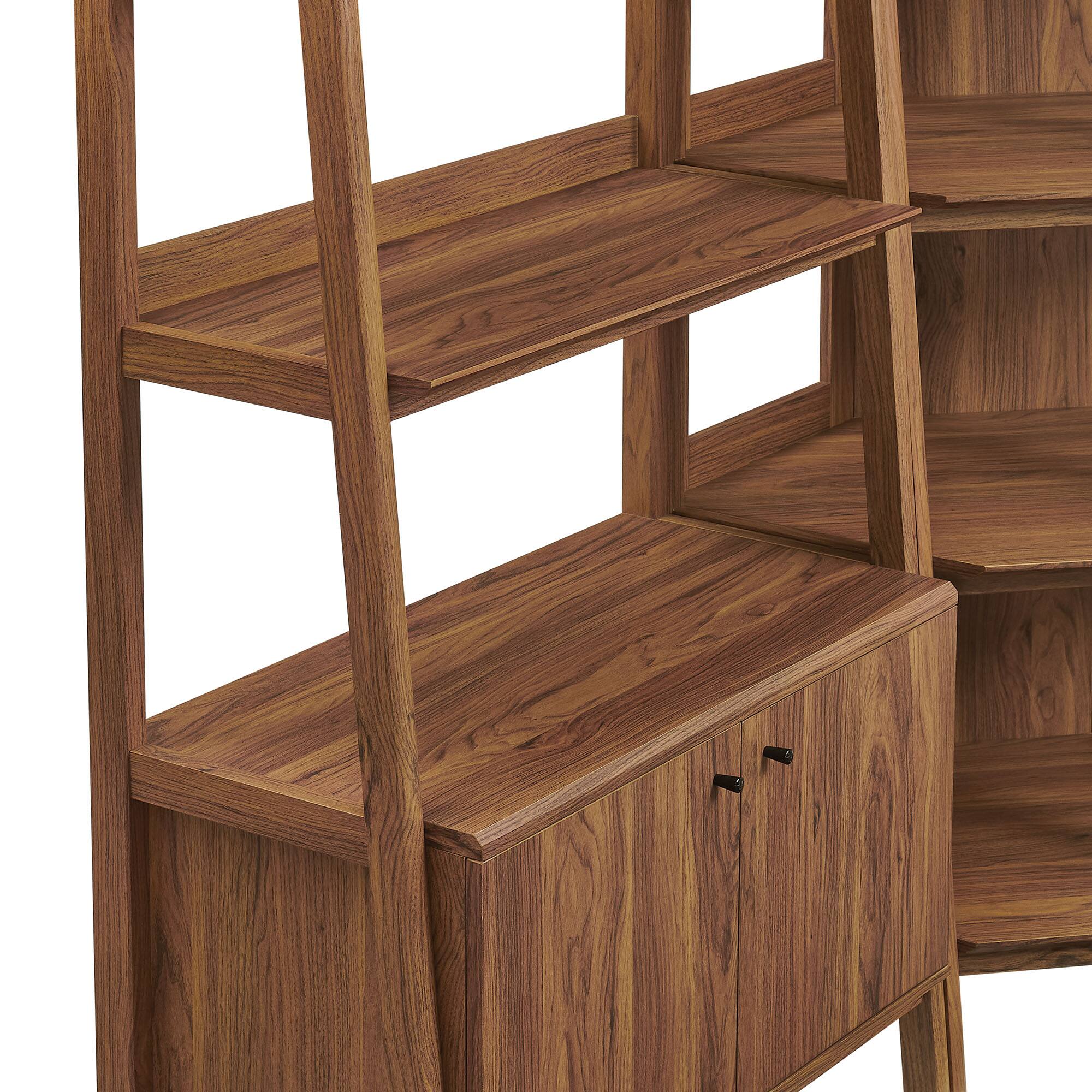 Alt View 4. Modway - Bixby 3-Piece Corner Bookshelf Set with Wide Bookshelves by Modway - Walnut.