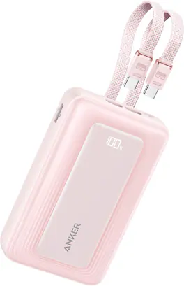 Anker - Zolo Power Bank (2025 Upgraded Version), 45W Max Fast Charging, 20,000mAh Battery Pack, Dual Built-in USB-C Cables - Pink
