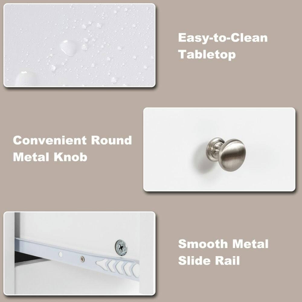 Easy-to-Clean Tabletop  
Convenient Round Metal Knob  
Smooth Metal Slide Rail