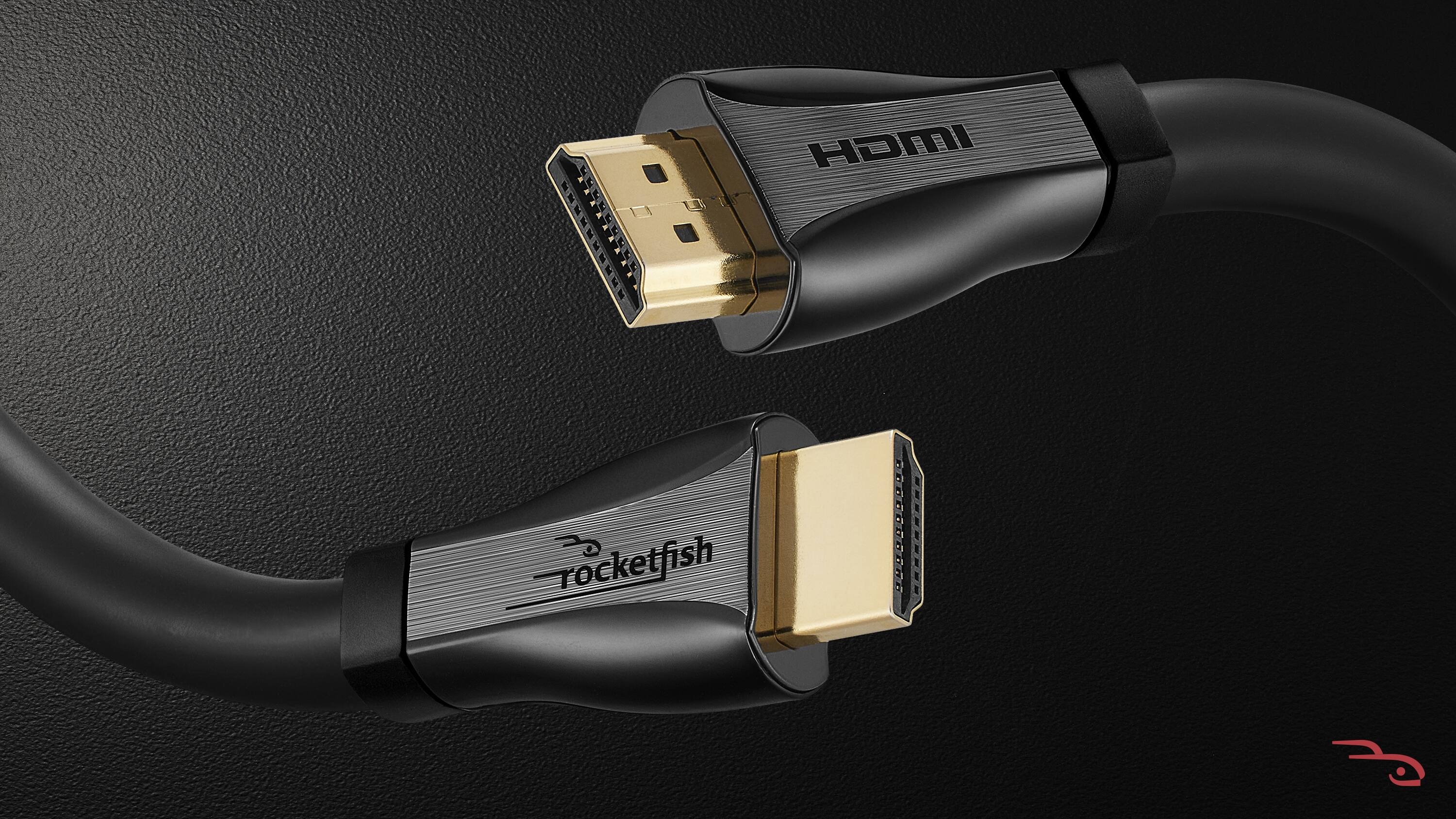 The text on the image reads "4 HDMI rocketfish cables."