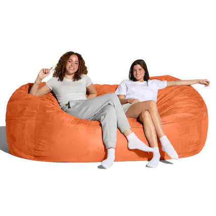 Front. Jaxx - Jaxx 7 Foot Giant Bean Bag Sofa, Mandarin - Mandarin.