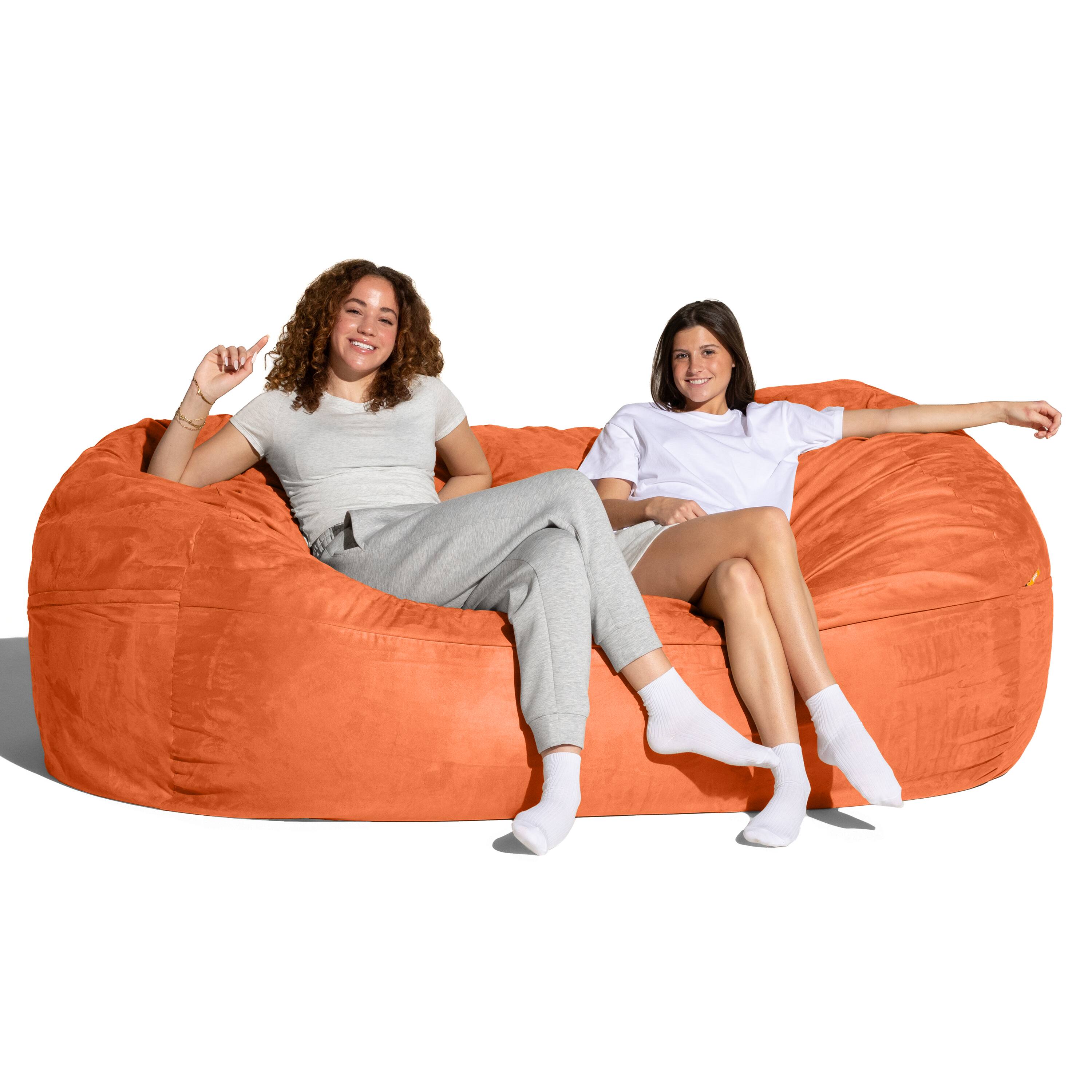Front. Jaxx - Jaxx 7 Foot Giant Bean Bag Sofa, Mandarin - Mandarin.