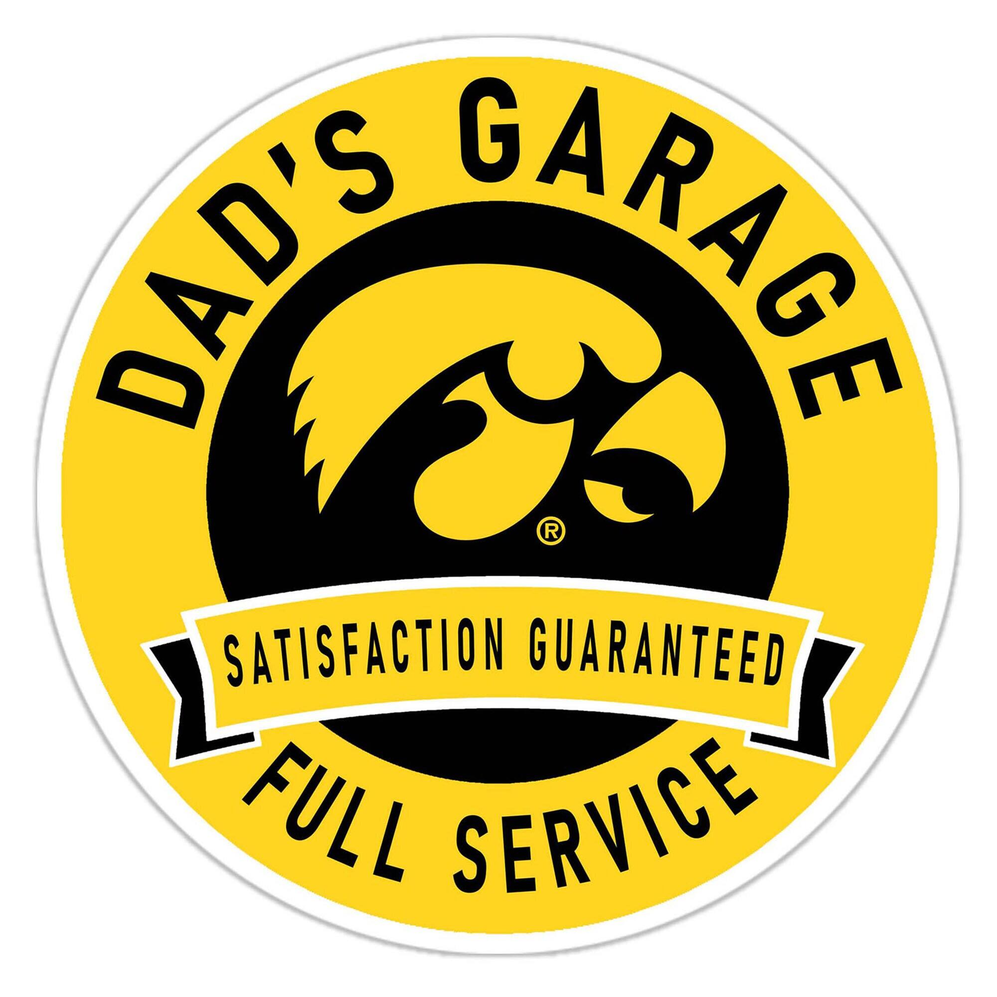 Iowa Hawkeyes 16" Dad's Garage Wood Sign