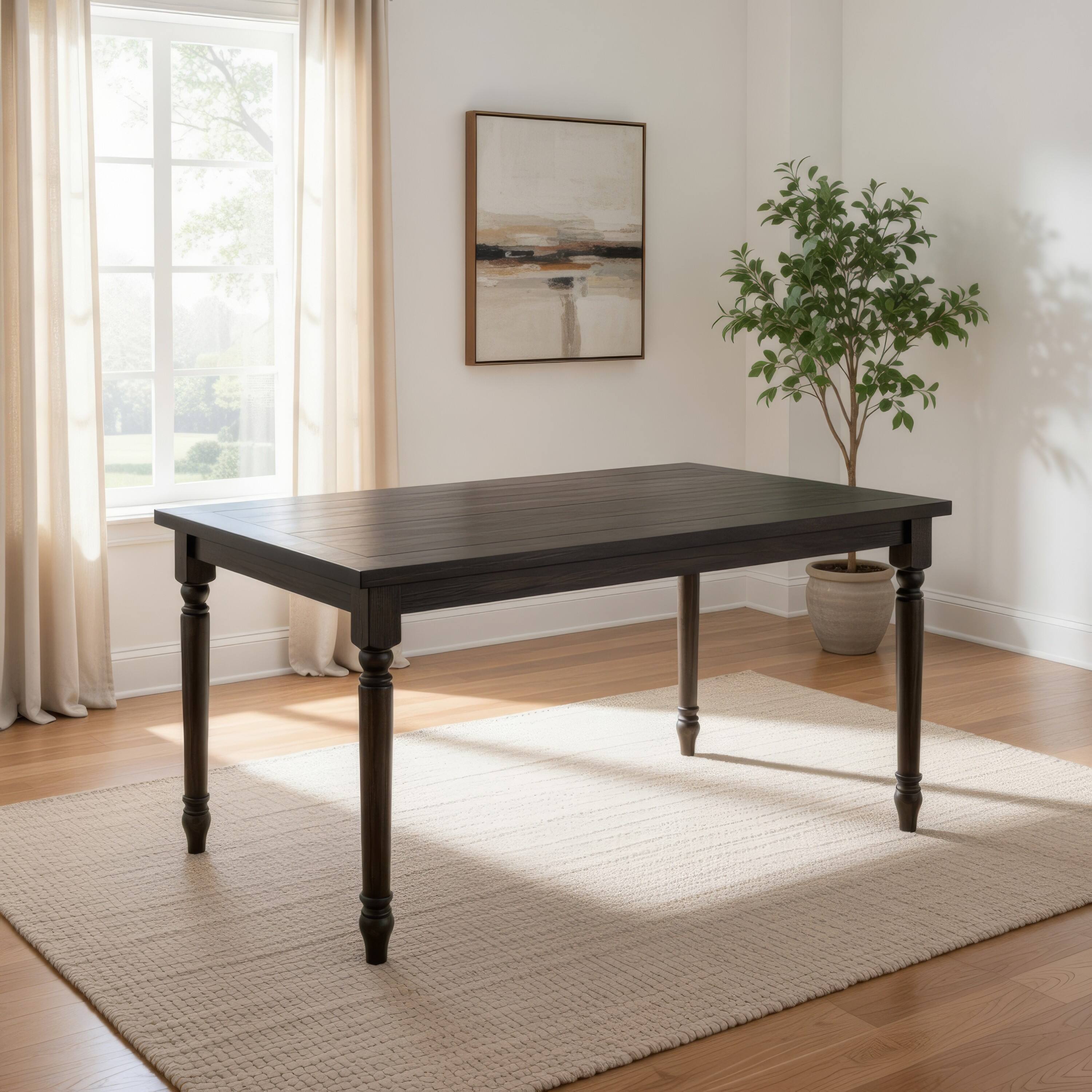 Alt View 6. Manhattan Lane - Rustic Style Wooden Dining Table with Rectangular Top and Turned Legs - Gray.