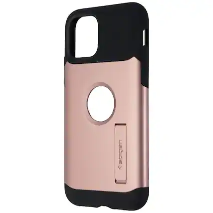 Front. Spigen - Spigen Slim Armor Series Case for Apple iPhone 11 Pro - Rose Gold/Black - Pink.