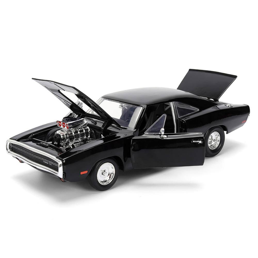 Angle. Jada - Dom's 1970 Dodge Charger R/T Black "F9" (2021) Movie "Fast & Furious" Series 1/24 - Black.