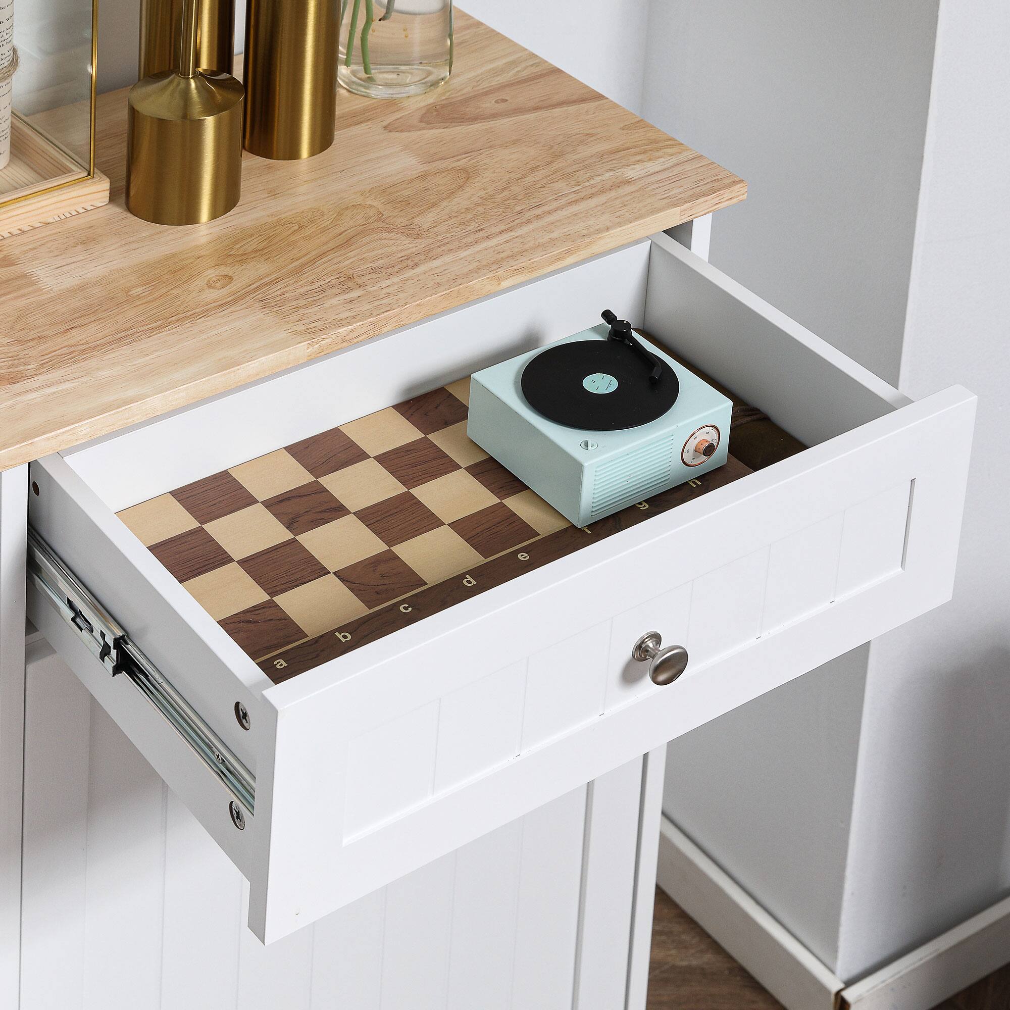 Alt View 7. Homcom - Kitchen Tilt Out Trash Bin Cabinet Free Standing Recycling Cabinet Trash Can Holder With Drawer - White.