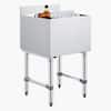 Front. VEVOR - Commercial Ice Bin, 49.4 Qt Max Capacity, 18 x 18 x 33 Inch Stainless Steel Ice Chest with Sliding Lid and Bottle - Silver.