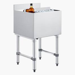 VEVOR - Commercial Ice Bin, 49.4 Qt Max Capacity, 18 x 18 x 33 Inch Stainless Steel Ice Chest with Sliding Lid and Bottle - Silver