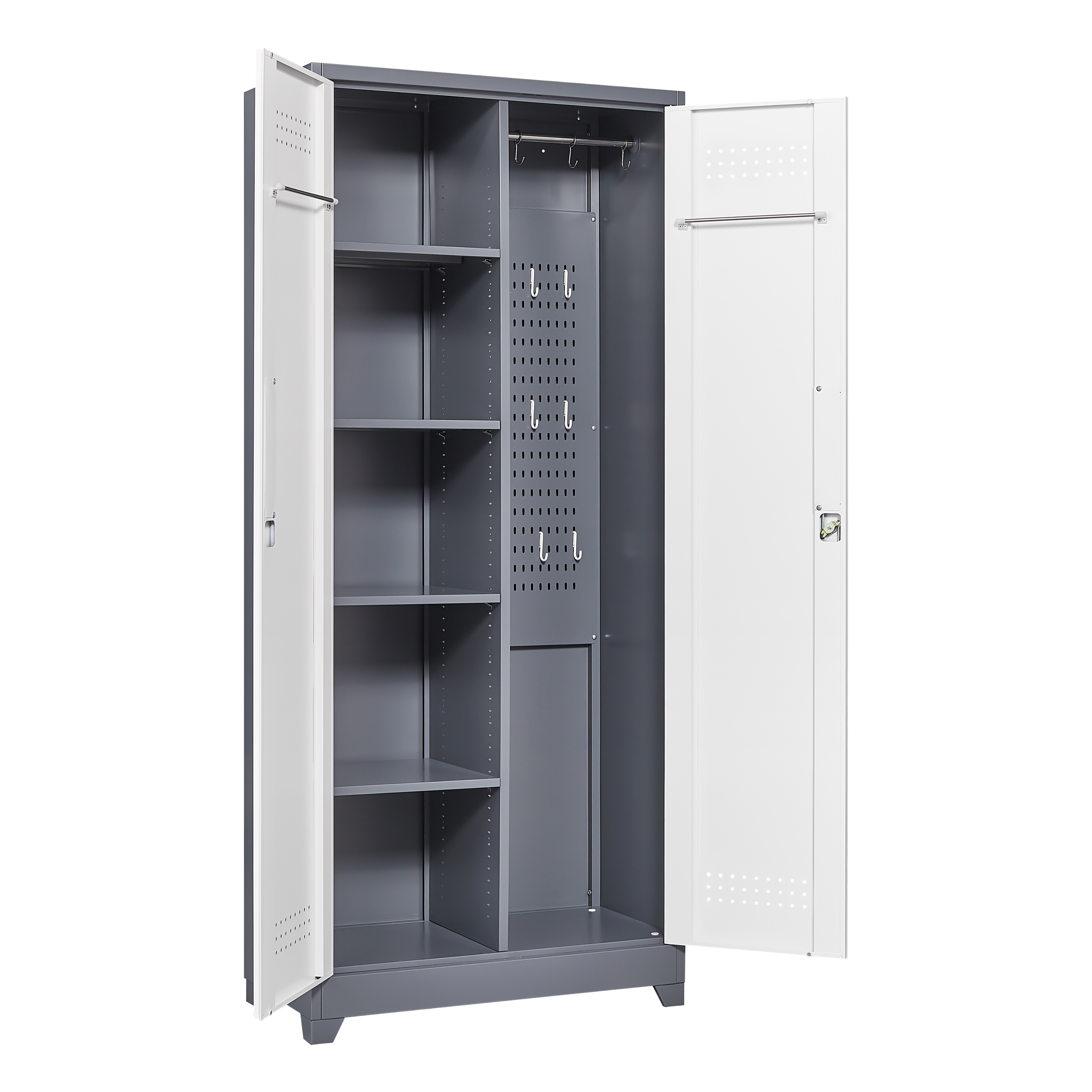 Alt View 8. GOODSILO - 72-Inch Heavy-Duty Steel Storage Cabinet with Locking Doors for Tools and Supplies - Grey+White.
