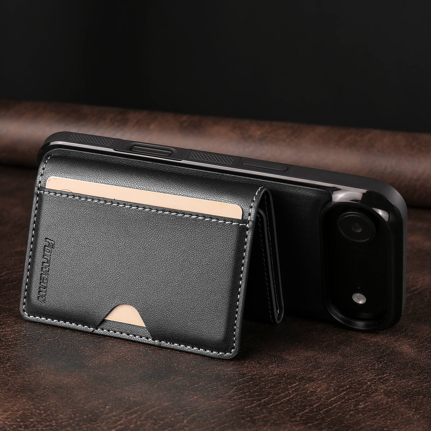 Alt View 4. Dteck - 2-in-1 Magnetic Detachable Wallet Case for Apple iPhone Air, PU Leather Shockproof Cover with Kickstand - Black.