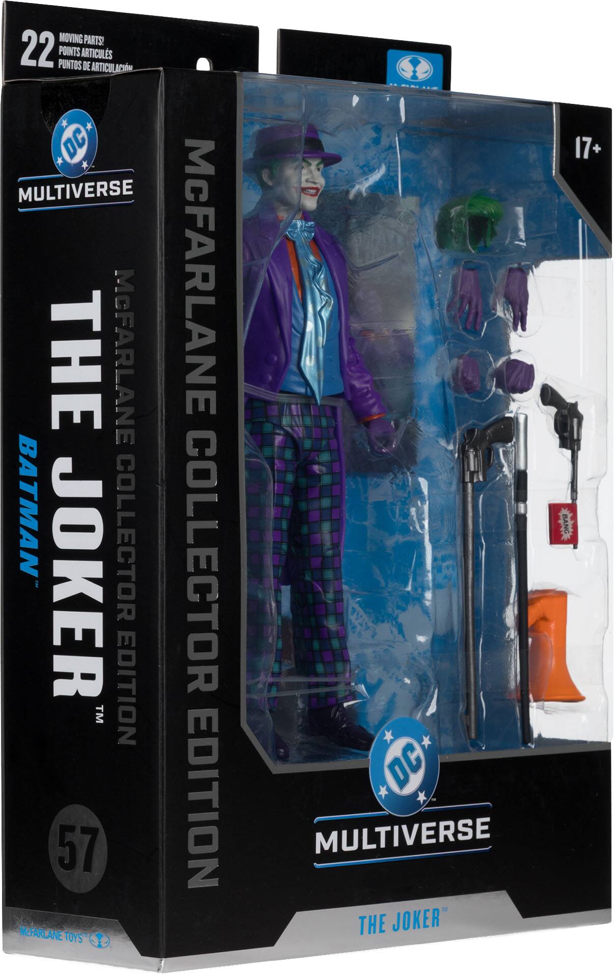 MOVING PARTS! 22 POINTS ARTICULS DE ARTICUL PUNTOS DE ARTICULACIÓN  
MULTIVERSE THE McFARLANE BATMAN JOKER COLLECTOR TM EDITION 57  
McFARLANE TOYS McFARLANE COLLECTOR EDITION DC MULTIVERSE THE JOKER  
17+