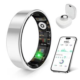 PRIMEPLUS - Smart Ring Health Tracker for Men Women, Sleep/Stress/Exercise Monitor, IP68, Long Battery, No Subscription - Silver - (2025)