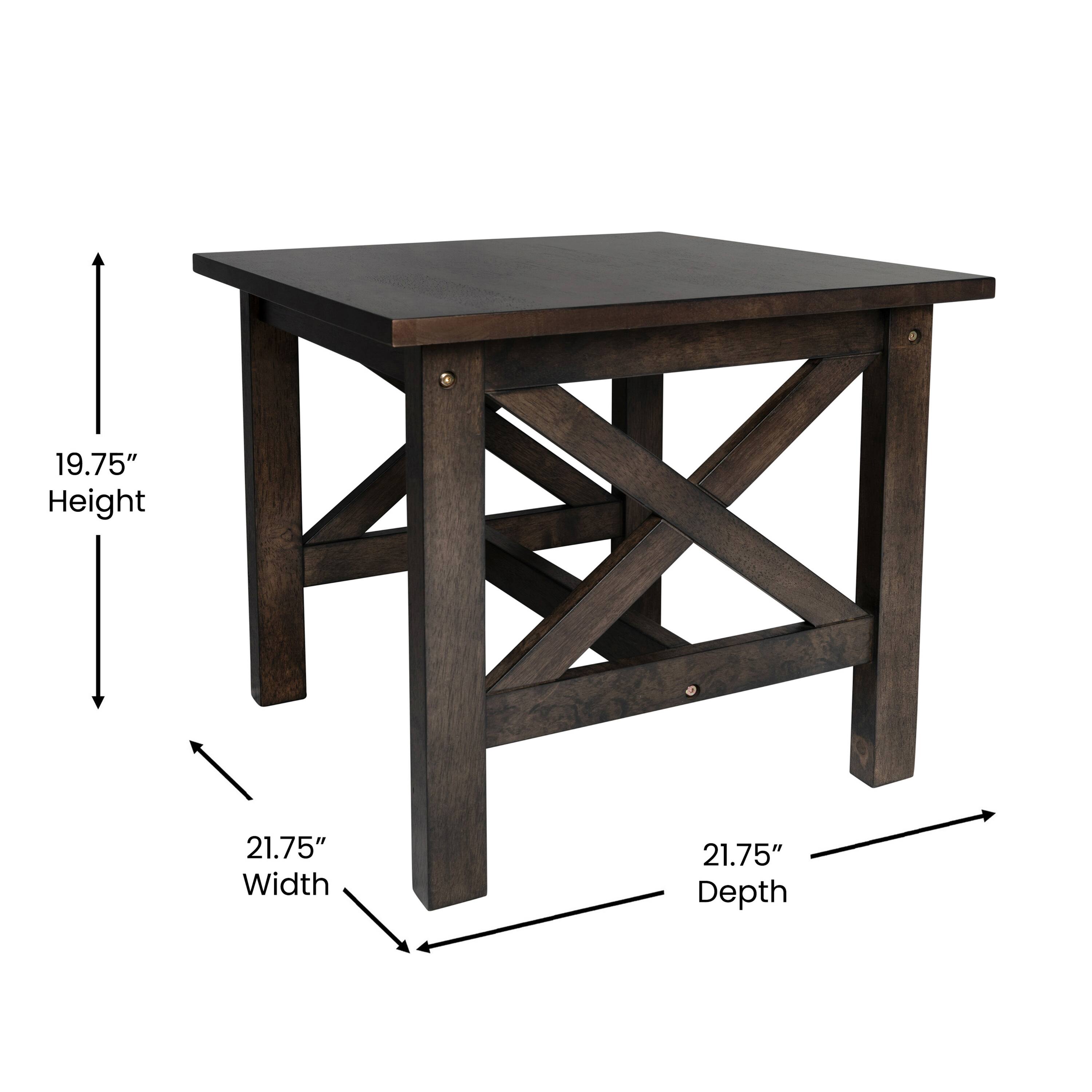 19.75" Height  
21.75" Width  
21.75" Depth