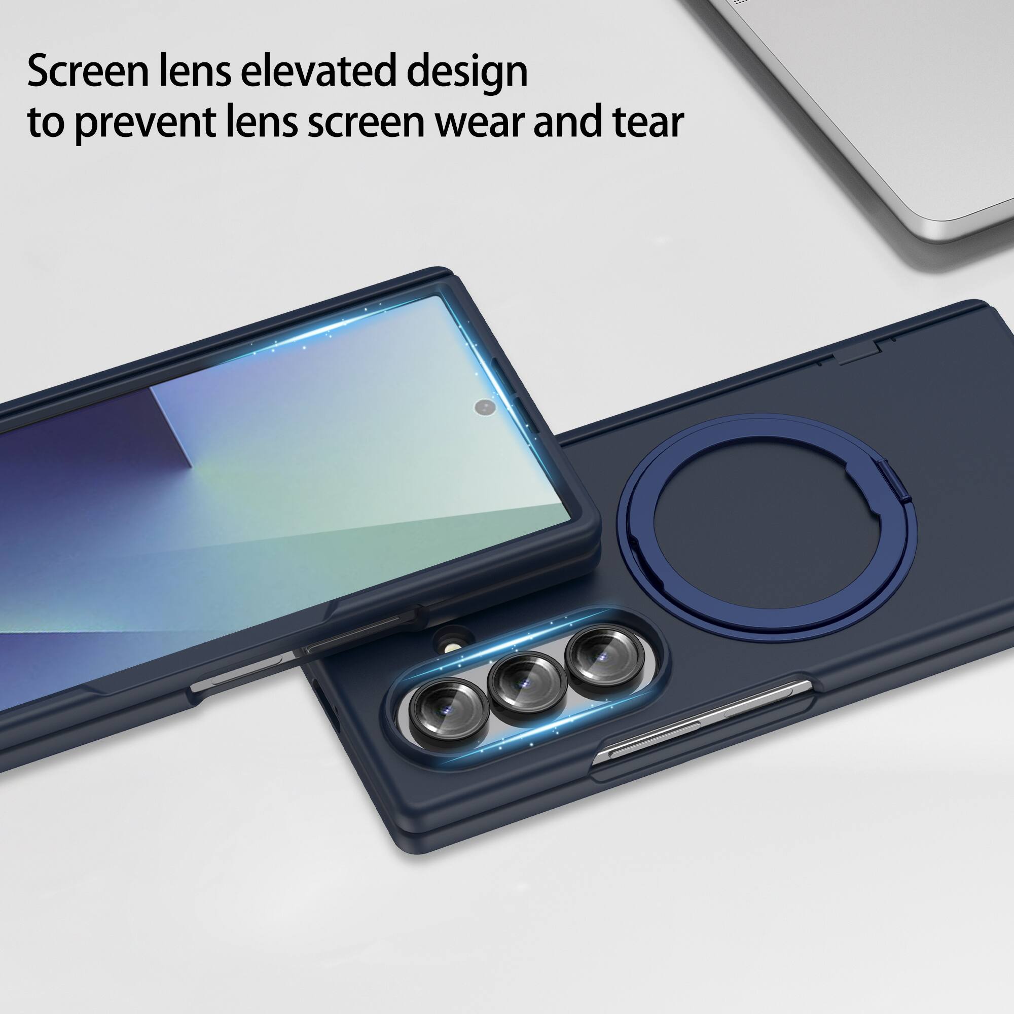 Screen lens elevated design to prevent lens screen wear and tear