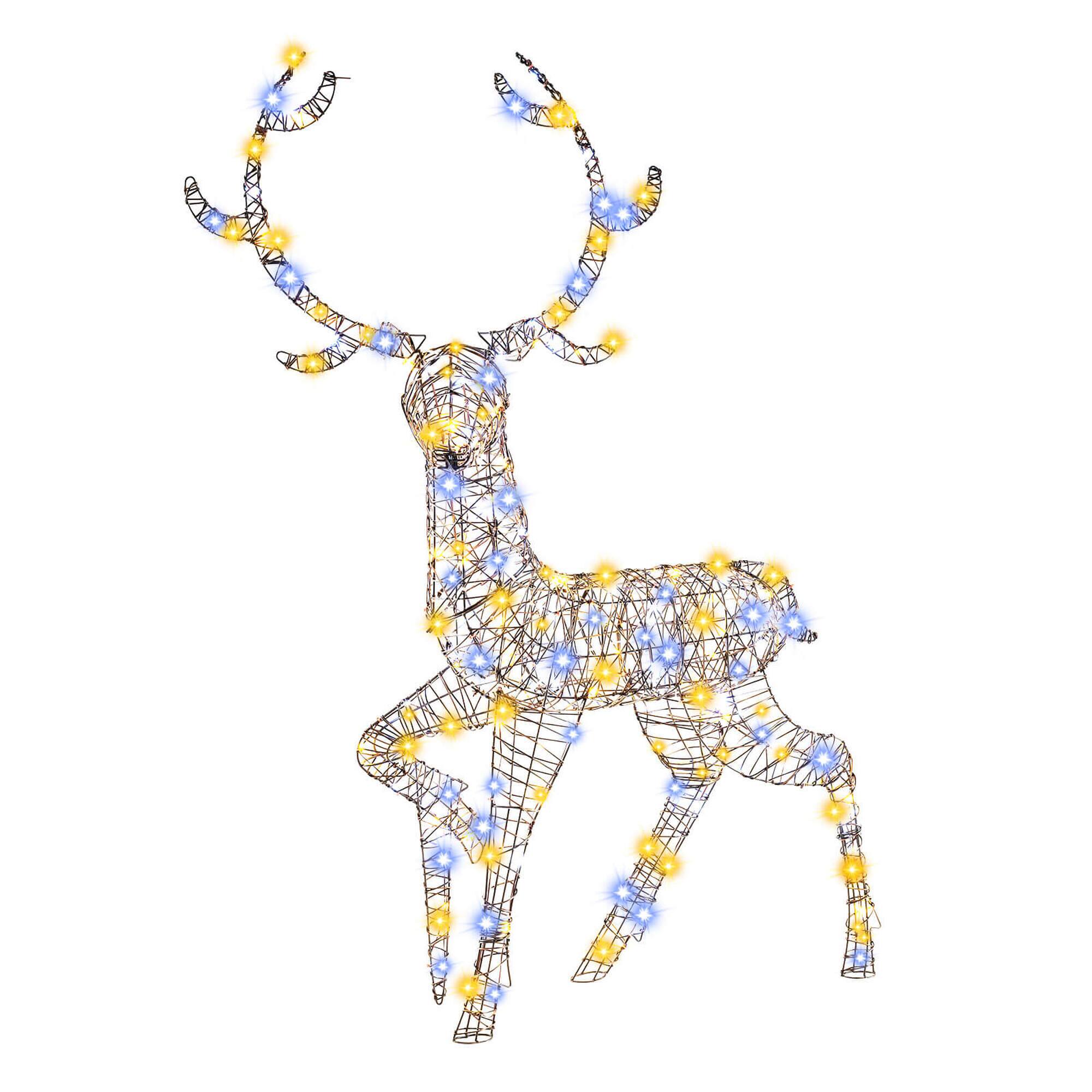 Front. Costway - Costway 4.6FT Pre-Lit Christmas Reindeer with 170 Bright LED Lights Zip Ties Ground Stakes - Brown.