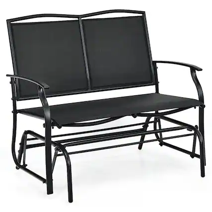 Front. Costway - Costway Patio Glider Rocking Bench Double 2 Person Chair Loveseat Garden - Black.