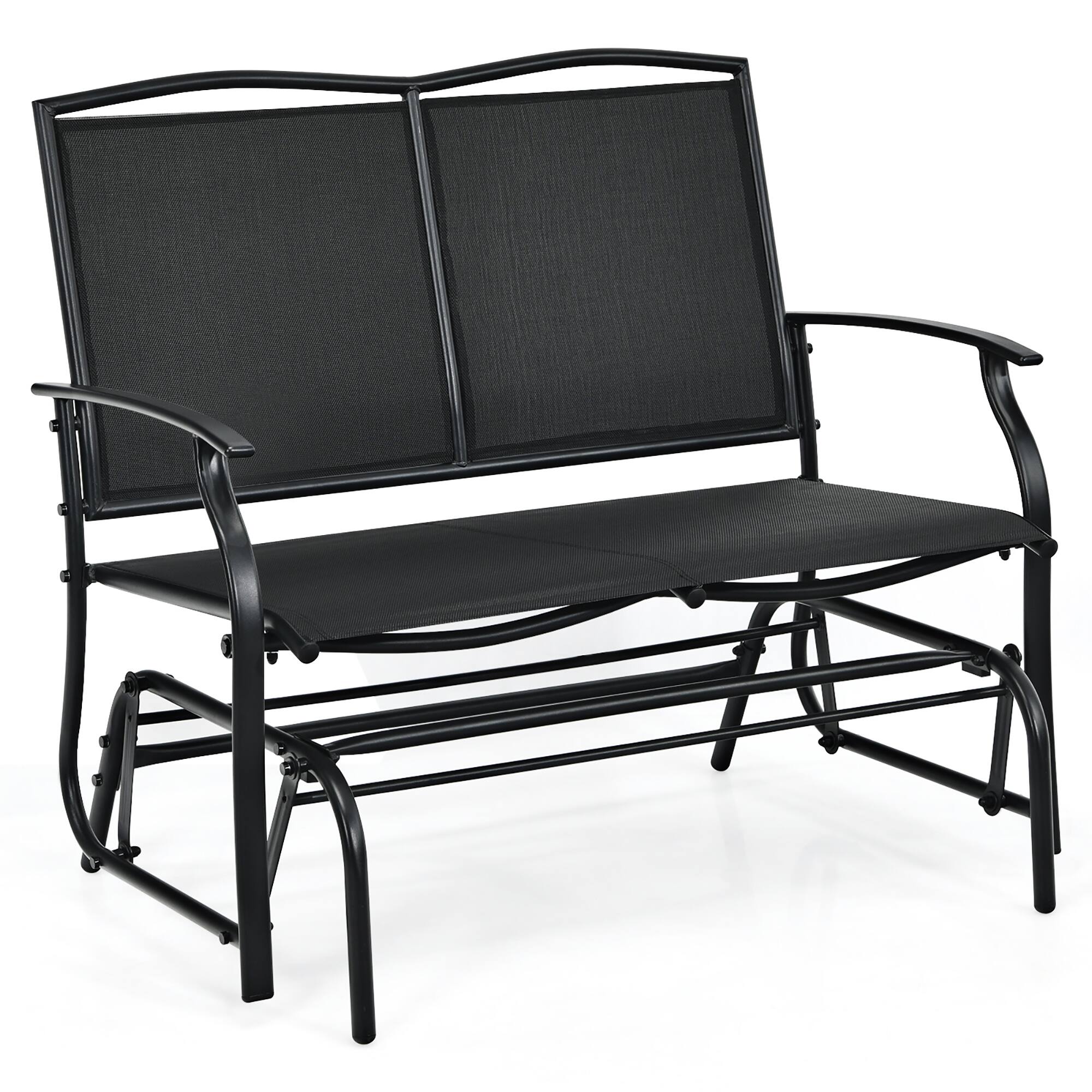 Costway - Patio Glider Rocking Bench Double 2 Person Chair Loveseat Garden - Black