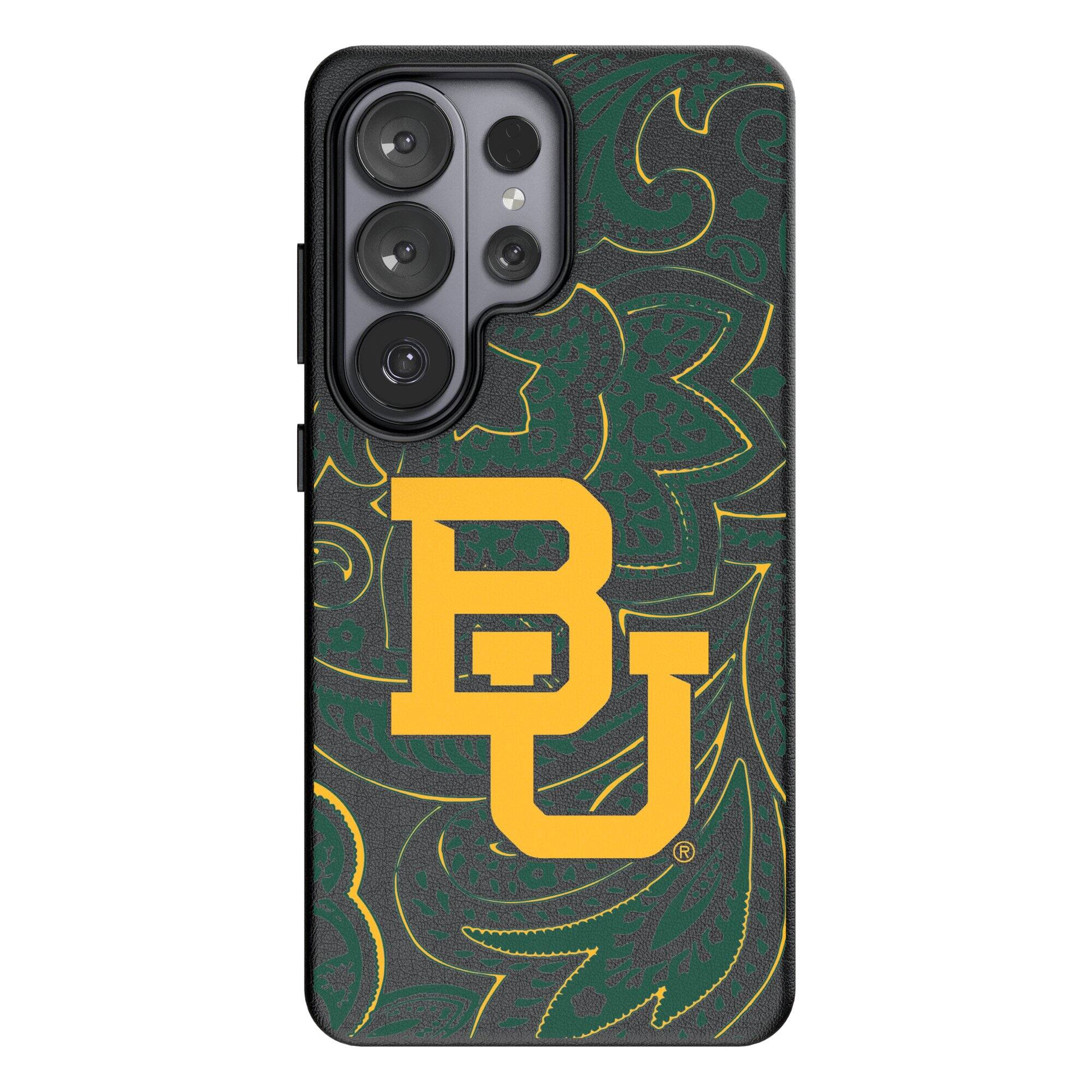 Front. Keyscaper - Baylor Bears Paisley Galaxy Magnetic Bump Case - S24 - Black.
