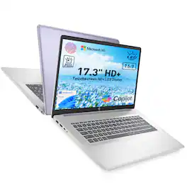 HP - Upgraded - 17.3" HD+ Touch Laptop - Intel N-Series N100 - 8GB RAM 128GB eMMC + 128GB SSD - Fingerprint Reader -Backlit KB - Copliot - Purple