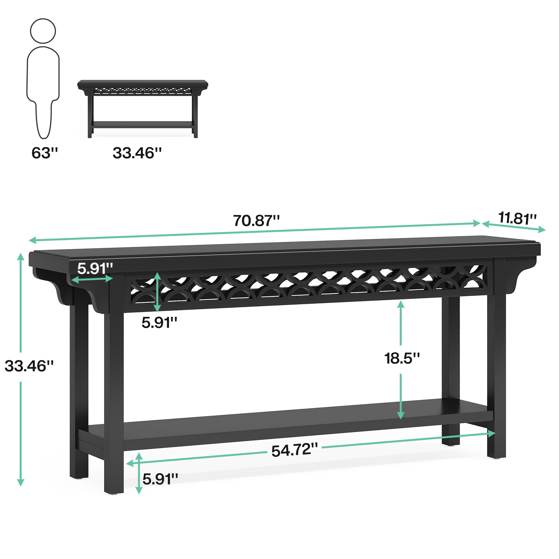 63"  
33.46"  
70.87"  
11.81"  
5.91"  
5.91"  
33.46"  
18.5"  
5.91"  
54.72"