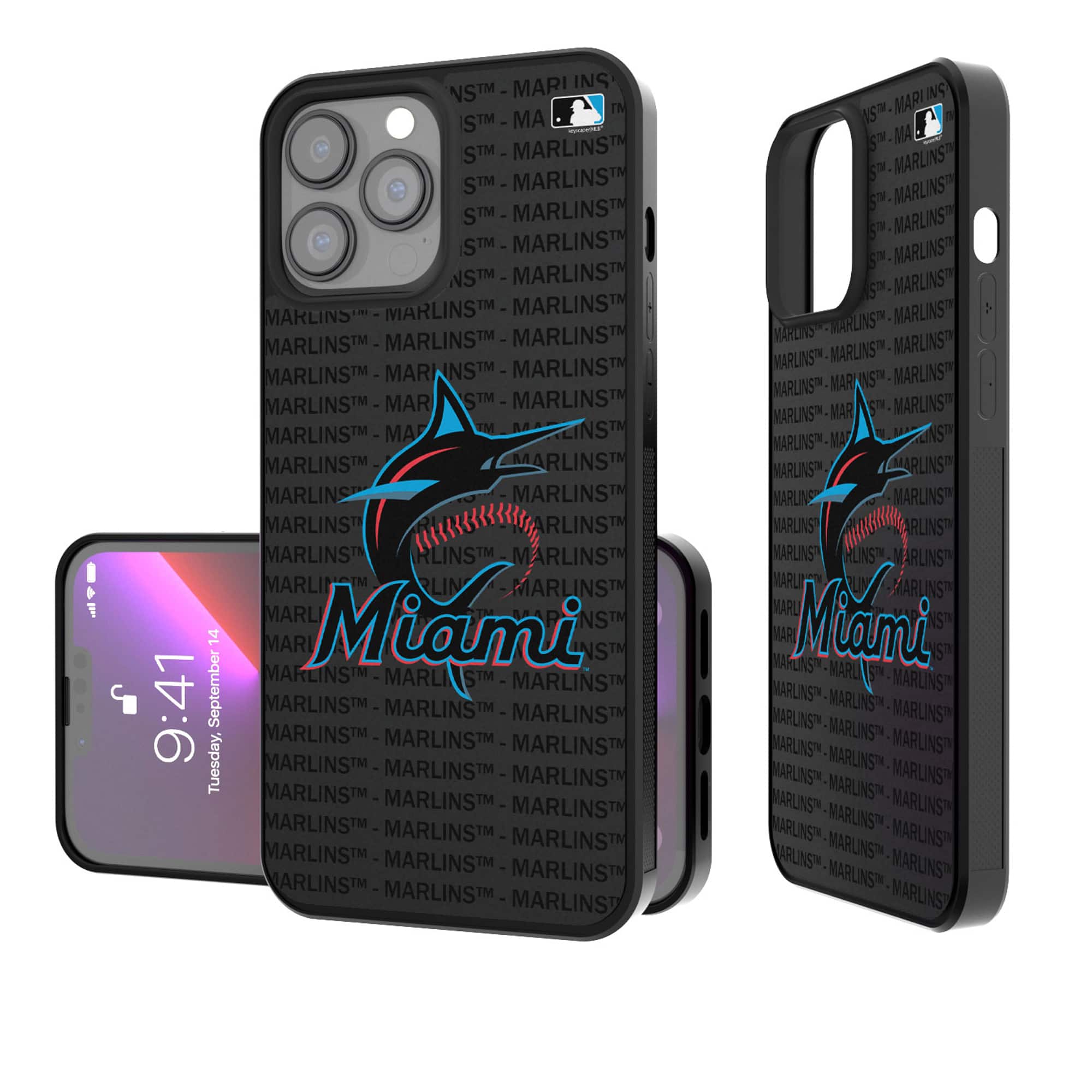 Keyscaper - MLB - Miami Marlins iPhone Text Backdrop Design Bump Case - 15 Pro - Multicolor price history on PriceWatchPro