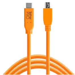Tether Tools - TetherPro USB-C to 2.0 Mini-B 5-Pin Cable, 15' - Orange