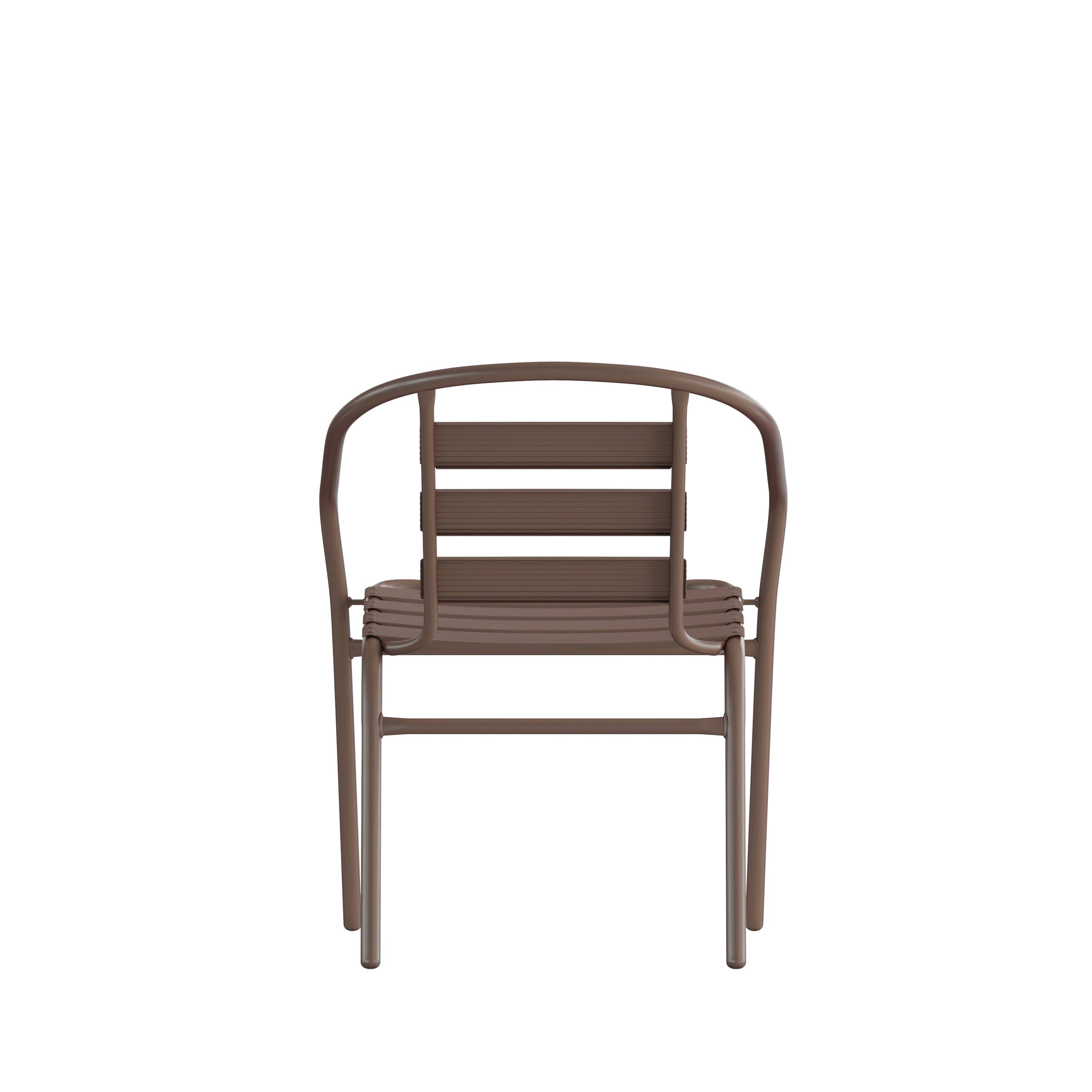Alt View 7. Emma + Oliver - Metal Restaurant Dining Stack Chair with Aluminum Slats - Bronze.