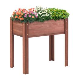 PAIHOME - Natural Solid Wood Raised Garden Bed with Legs, Elevated Planter Box for Outdoor Plants Fruits Vegetables - 31x16x31 Inch - Brown