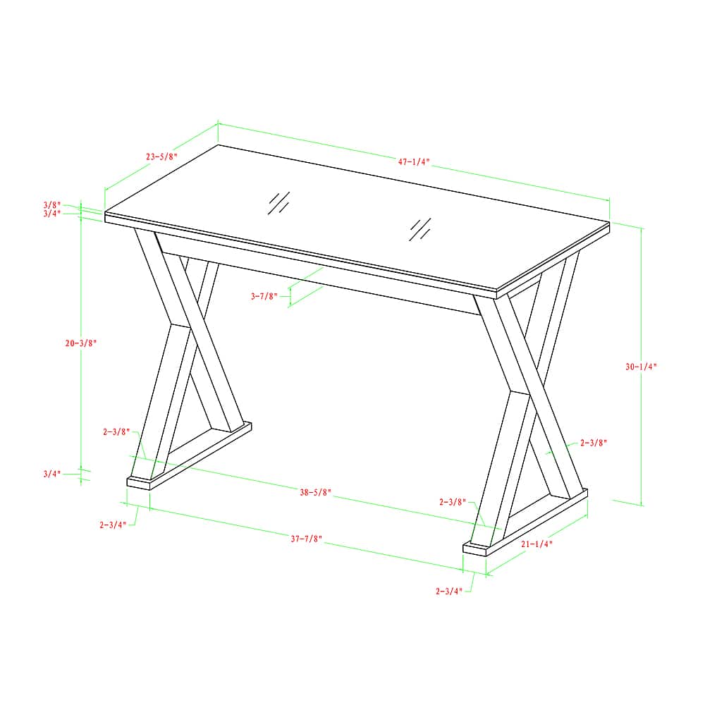 Alt View 13. Walker Edison - Modern X-Leg Computer Desk - White.