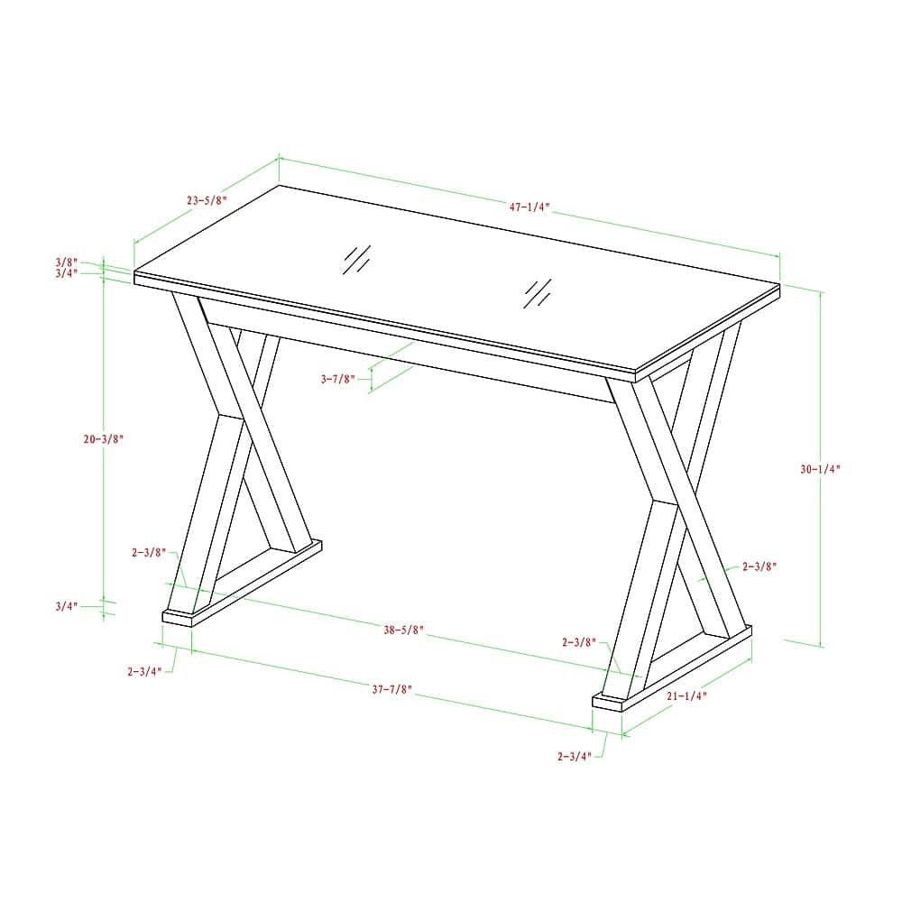 Alt View 14. Walker Edison - Modern X-Leg Computer Desk - White.