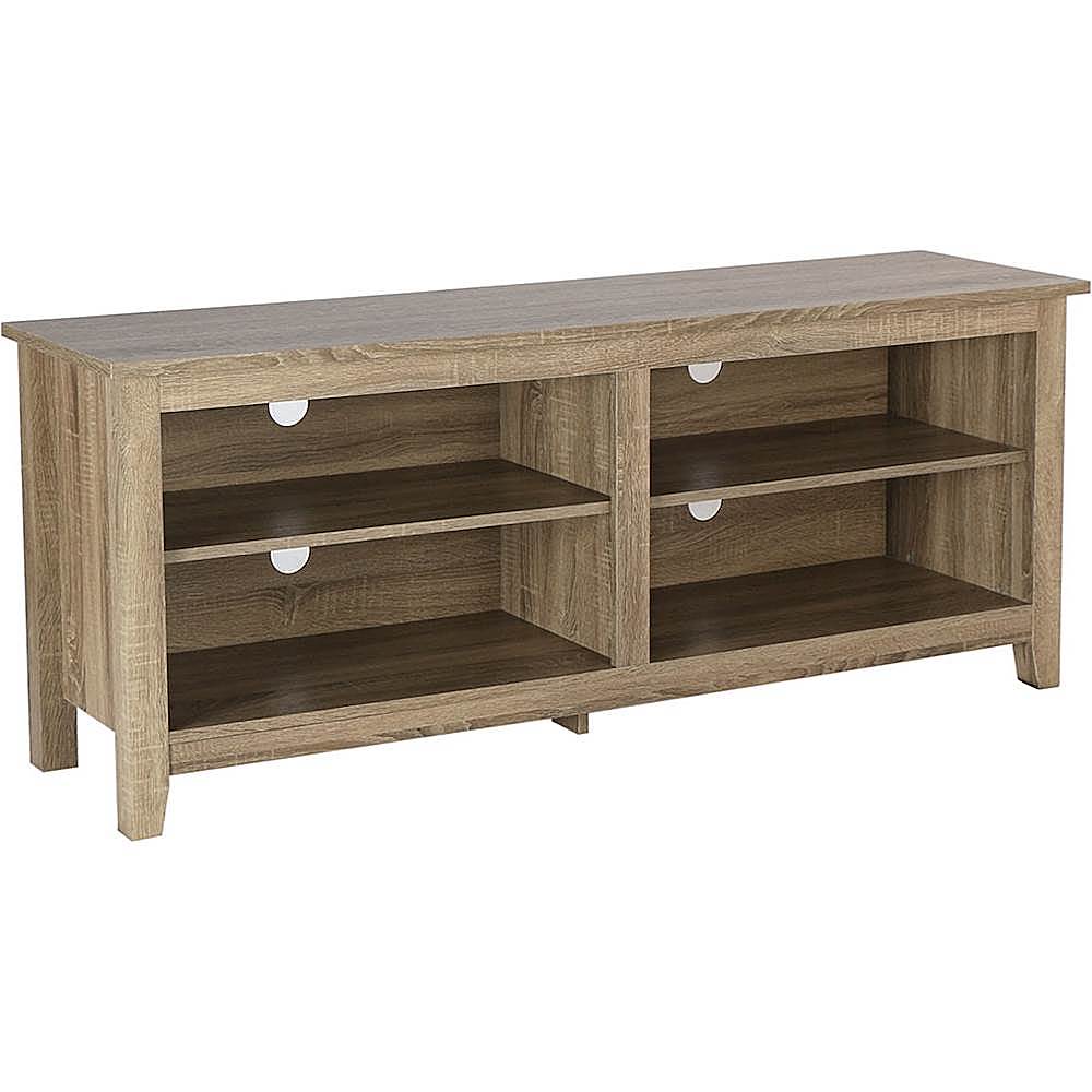 Angle View: Walker Edison - Modern Wood Open Storage TV Stand for Most TVs up to 65" - Driftwood
