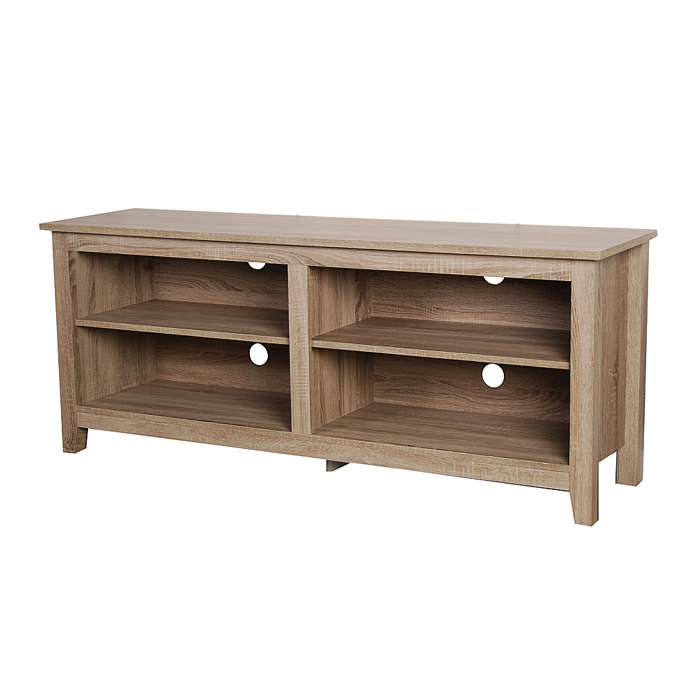 Left View: Walker Edison - Modern Wood Open Storage TV Stand for Most TVs up to 65" - Driftwood