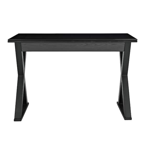Walker Edison Glass And Wood Computer Desk Black Bb48x30bl Best Buy Walker Edison Glass And Wood Computer Desk Black Bb48x30bl Best Buy