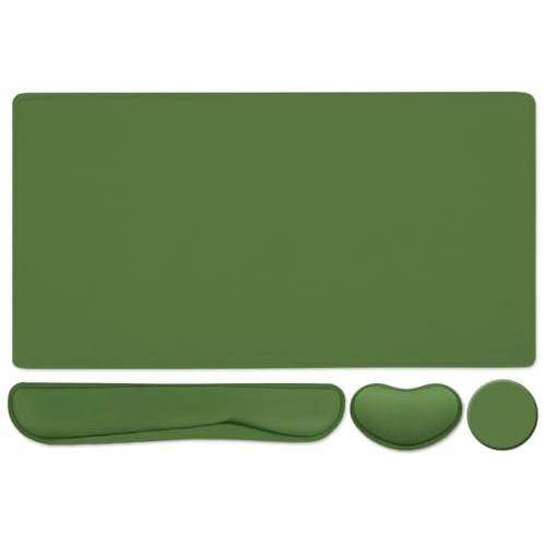 Comfort Essence - 4-in-1 Large Gaming Mouse Pad Wrist Rest & Support Mousepad Set Extended Desk Waterproof Mat For Home Office - Green
