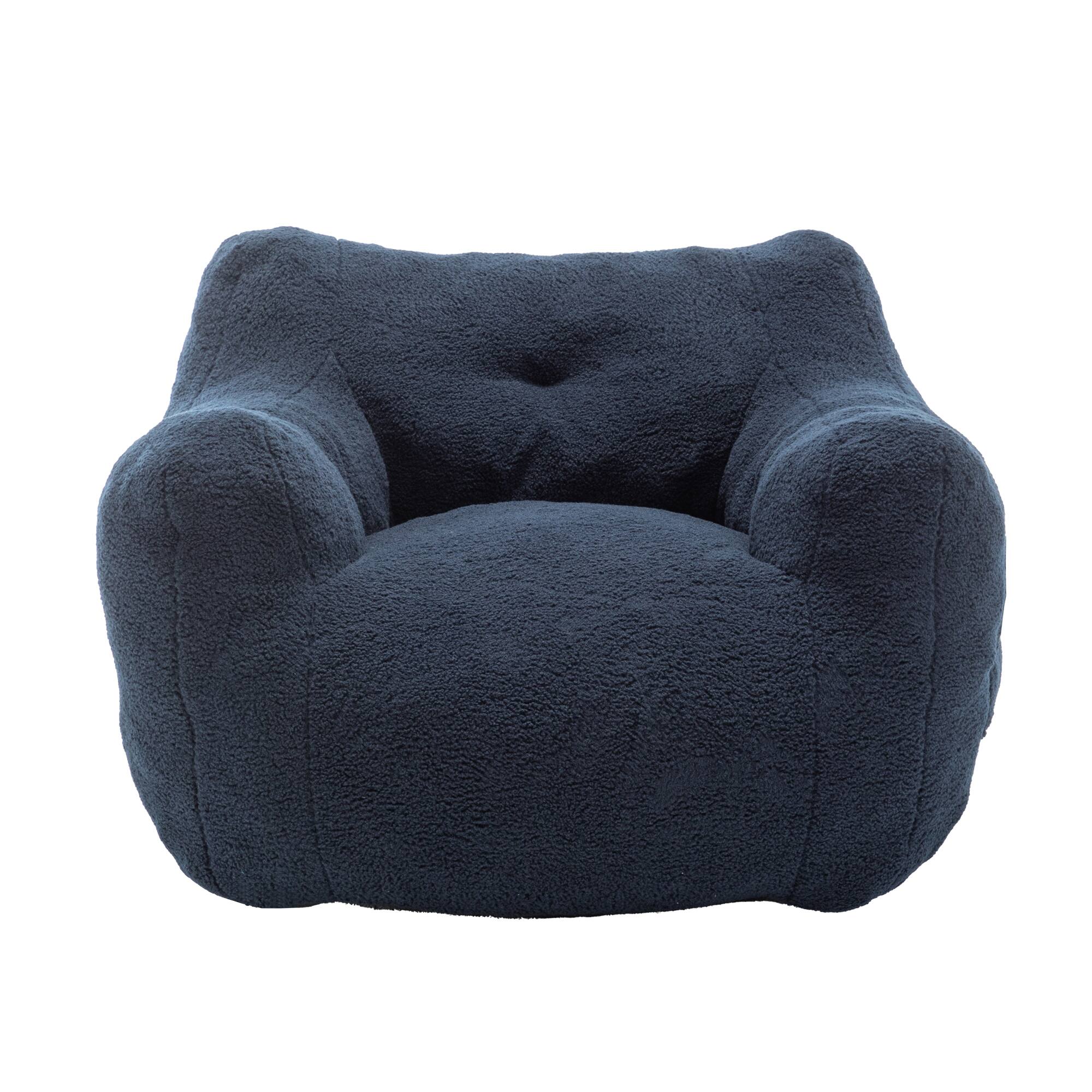 Alt View 8. GOODSILO - Bean Bag Sofa Chair with Armrests - Stuffed High-Density Foam, Lazy Comfy Chair for Adults, Living Room, Bedroom Reading - Dark Blue.