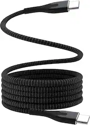 STATIK - Magstack Pro 6 Foot USB-C to USB-C Magnetic Charging Cable - Black - Front_Zoom