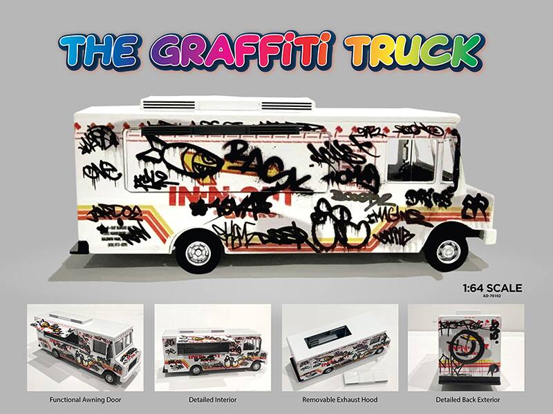 THE GRAFFITI TRUCK

1:64 SCALE AD-70102

Functional Awning Door
Detailed Interior
Removable Exhaust Hood
Detailed Back Exterior