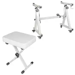5 CORE - Keyboard Stand Adjustable z Style Piano Riser + Keyboard Piano Bench - White