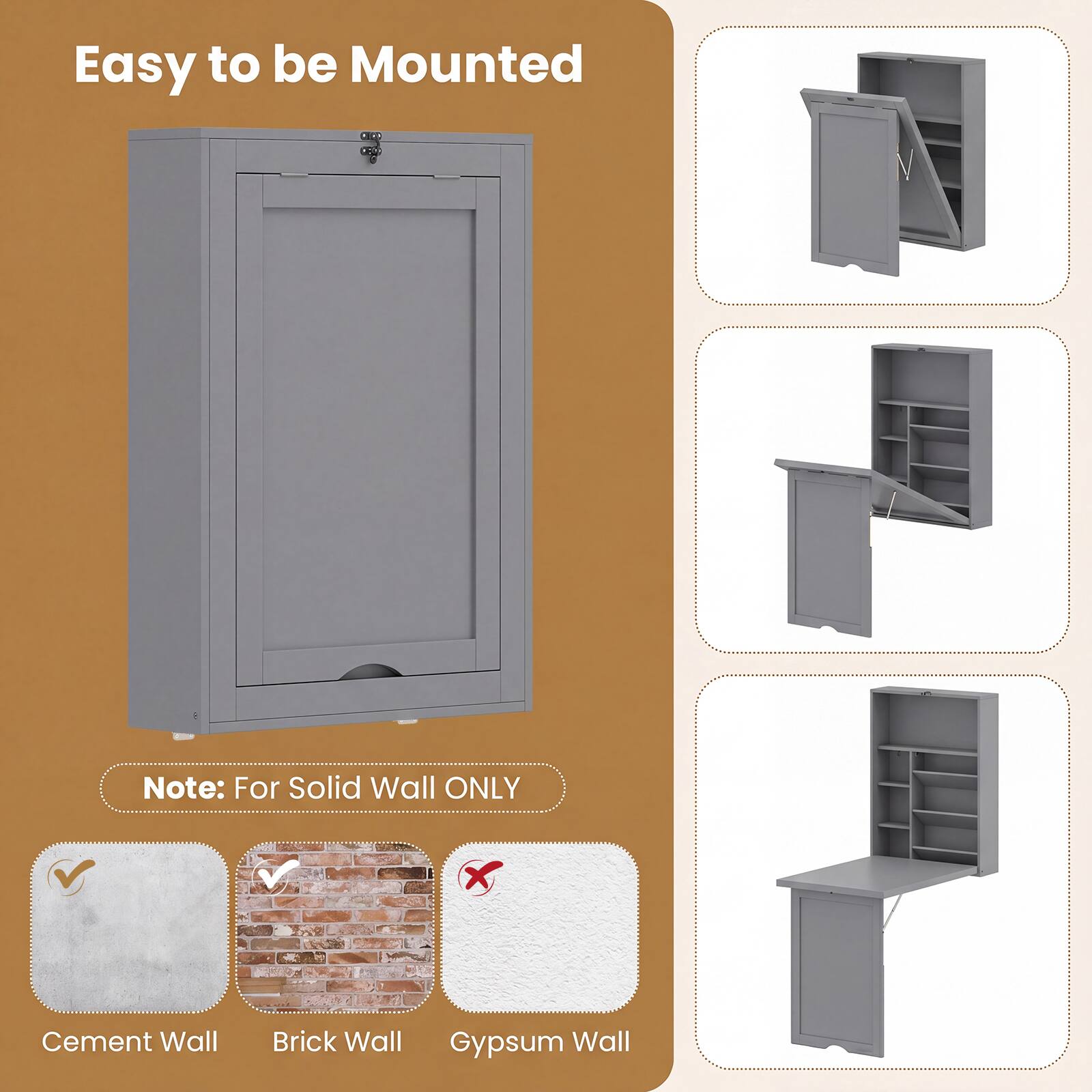 Easy to be Mounted

Note: For Solid Wall ONLY

Cement Wall ✔️
Brick Wall ✔️
Gypsum Wall ❌