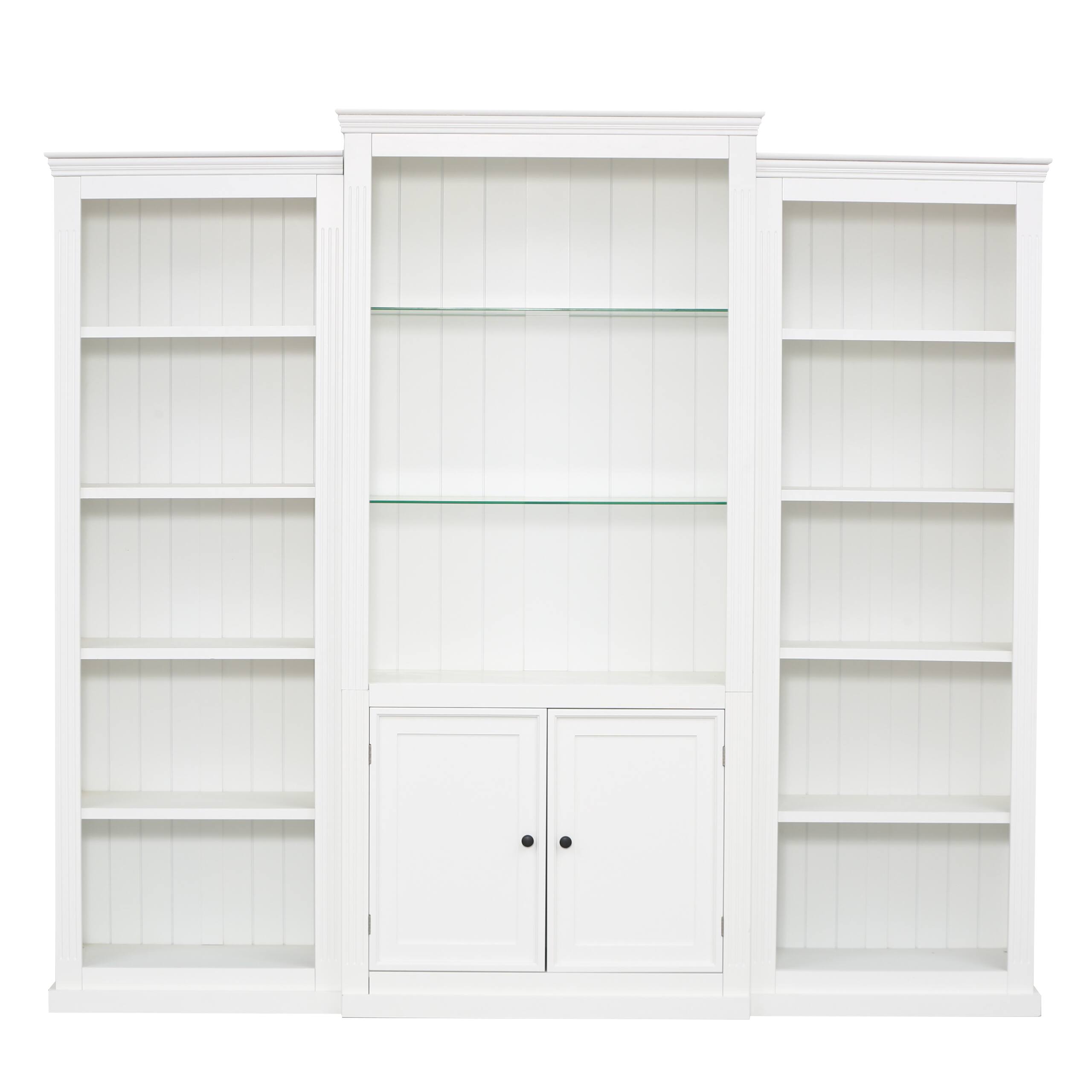 Alt View 8. Tiramisubest - 3-Pieces Bookcase Display Cabinet with 5 Colors Dimmable LED Ceiling Light,Retro Bookshelves with tempered glass shelves - White.