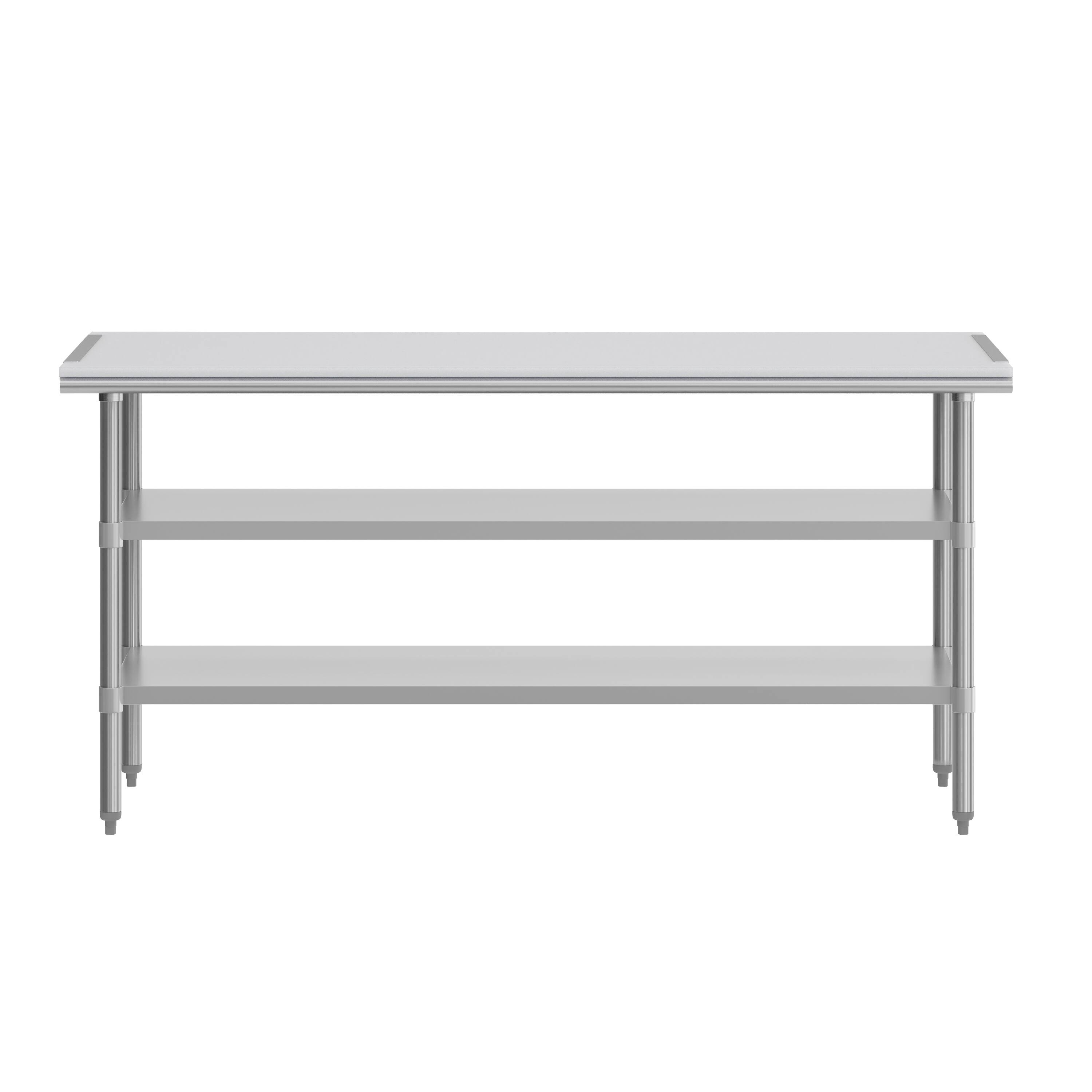 Angle. Flash Furniture - Reader Portable Prep and Work Table with NSF Certified 18 Gauge Stainless Steel Top Shelf with Poly Cutting Board and 2 - Gray.