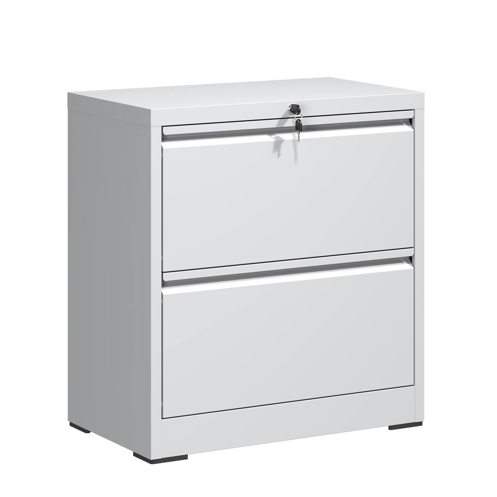 Front. Dexmalle - Dexmalle-2 Drawer Lateral File Cabinet with Lock-White.