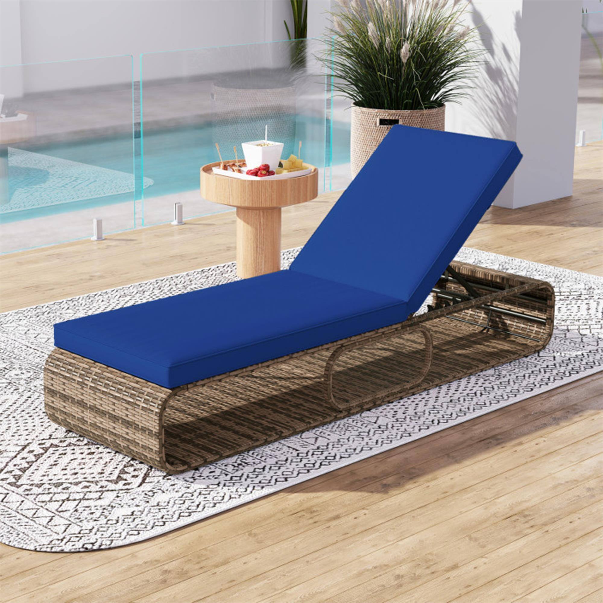 Alt View 1. Boyel Living - Navy 7Position Adjustable PE Rattan Outdoor Chaise Lounge Chair 73.0in L x 34.0in W x 25.5in H - Navy.