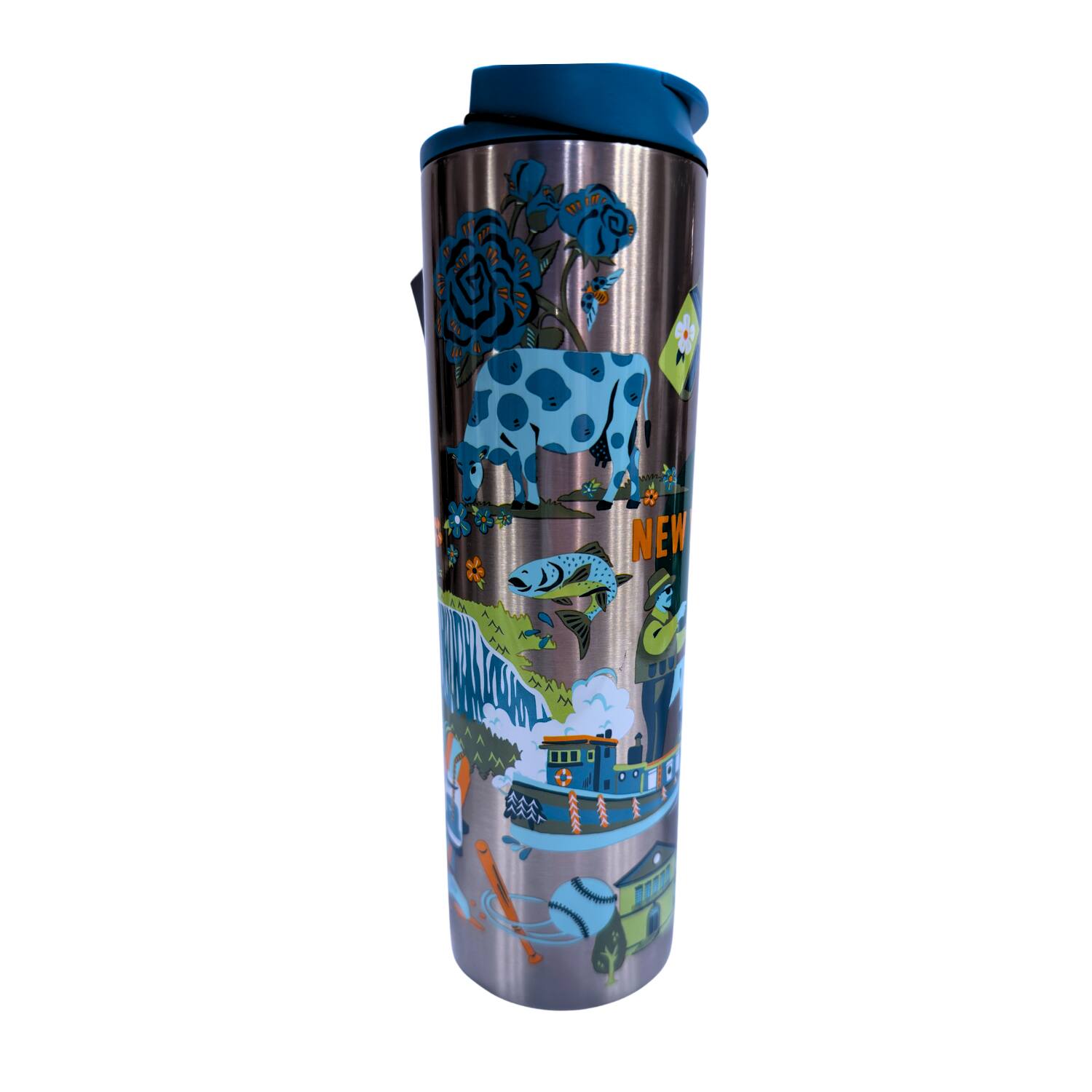 Left. Starbucks - Starbucks Discovery Series New York State Insulated Stainless Steel Tumbler, 16 Oz - Blue.